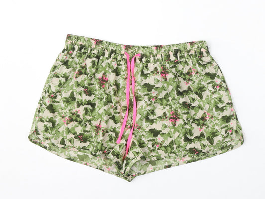 Atmosphere Womens Green Floral Polyester Bermuda Shorts Size 10 L4 in Regular Drawstring