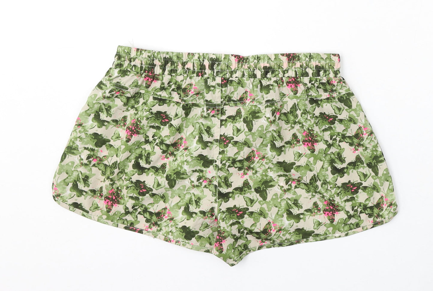 Atmosphere Womens Green Floral Polyester Bermuda Shorts Size 10 L4 in Regular Drawstring