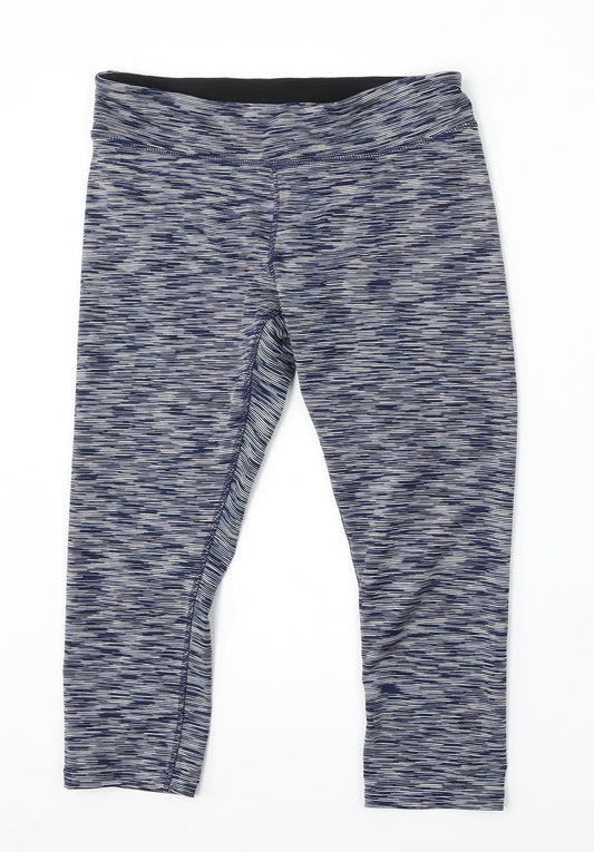 Preworn Womens Blue Striped Polyester Jogger Leggings Size S L21 in Regular
