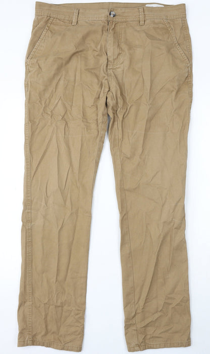 Denim & Co. Womens Beige Cotton Trousers Size 36 in L34 in Regular Button
