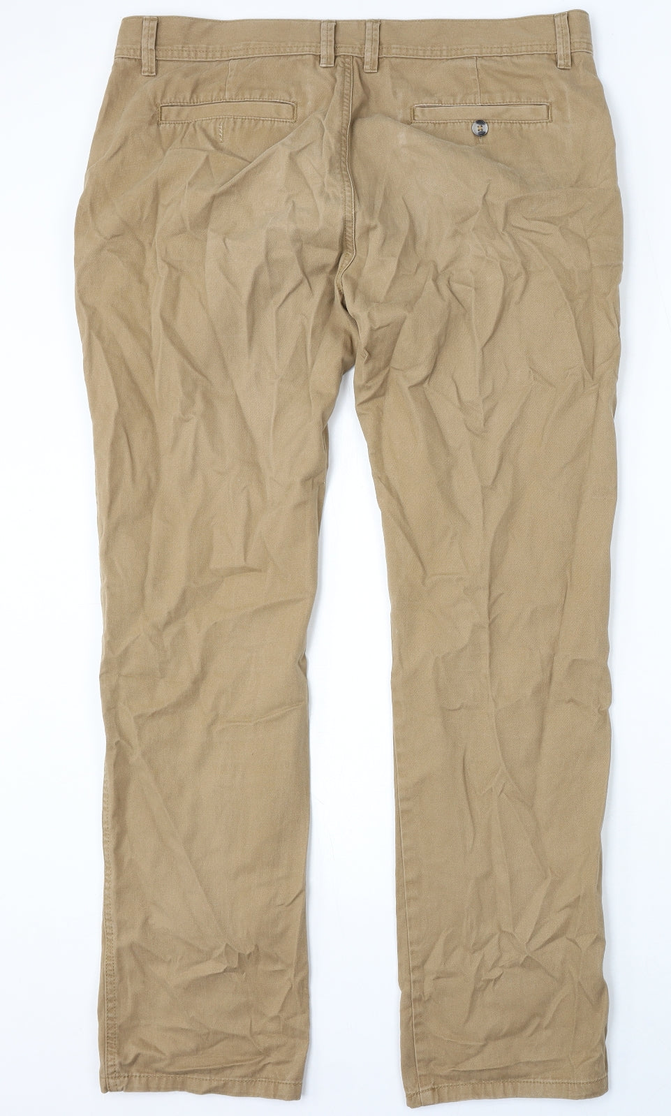 Denim & Co. Womens Beige Cotton Trousers Size 36 in L34 in Regular Button