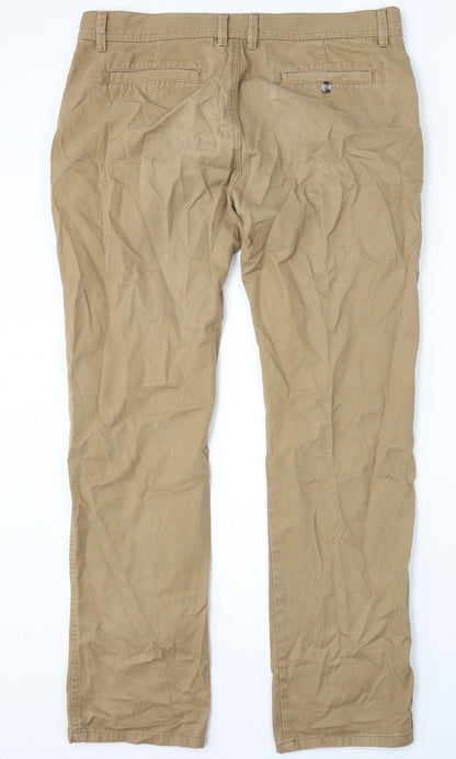Denim & Co. Womens Beige Cotton Trousers Size 36 in L34 in Regular Button