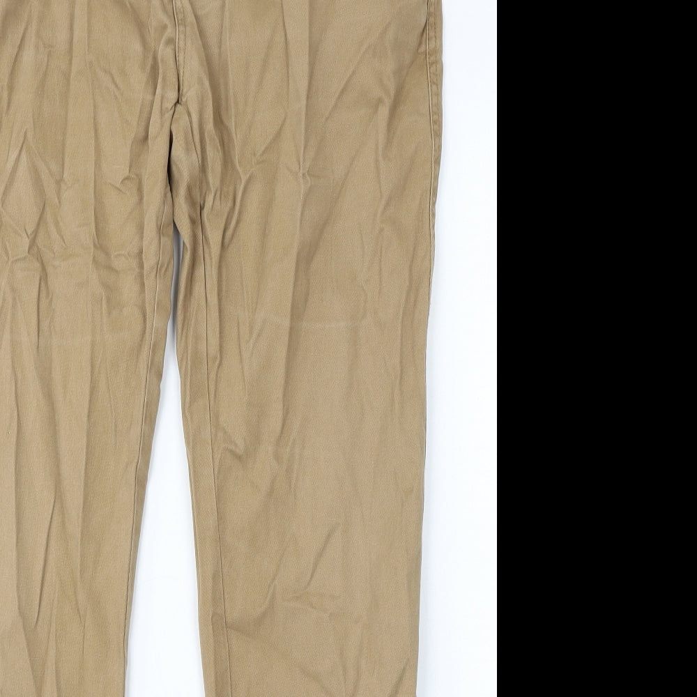 Denim & Co. Womens Beige Cotton Trousers Size 36 in L34 in Regular Button