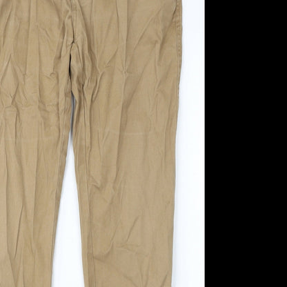 Denim & Co. Womens Beige Cotton Trousers Size 36 in L34 in Regular Button