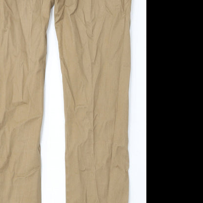 Denim & Co. Womens Beige Cotton Trousers Size 36 in L34 in Regular Button