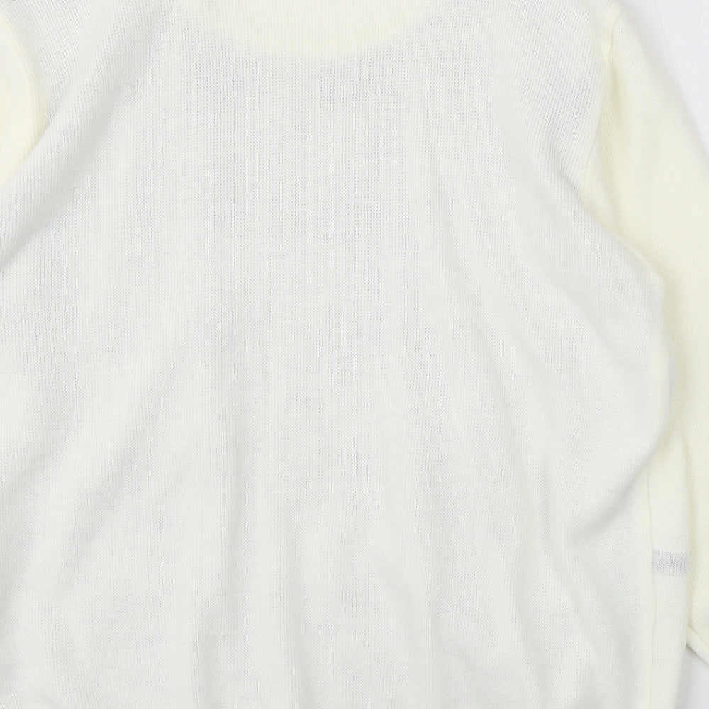 Envy Womens Ivory Round Neck Acrylic Cardigan Jumper Size XL