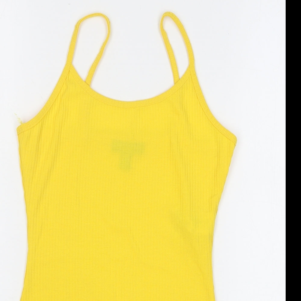 Primark Womens Yellow Polyester Bodysuit One-Piece Size 4 Snap