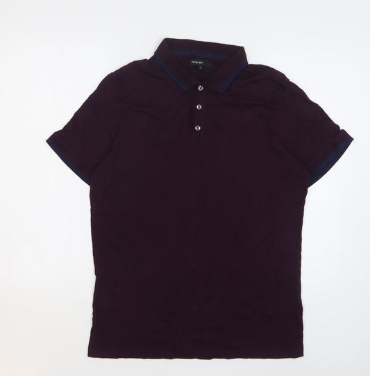 Autograph Mens Purple Cotton Polo Size M Collared Button