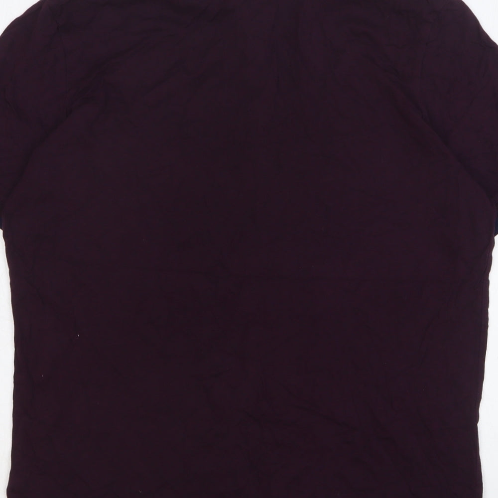 Autograph Mens Purple Cotton Polo Size M Collared Button