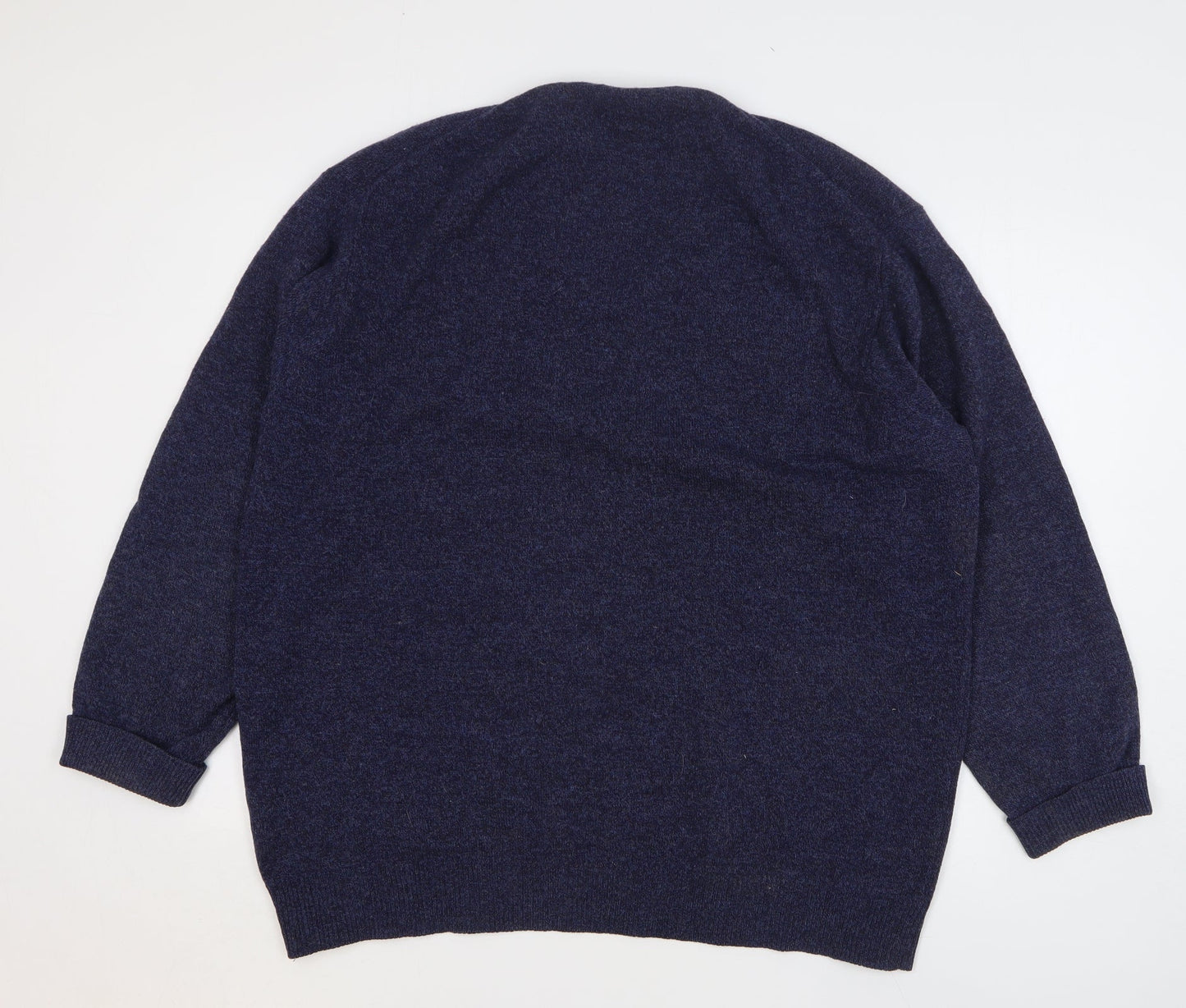 Marks and Spencer Mens Blue V-Neck Wool Pullover Jumper Size L