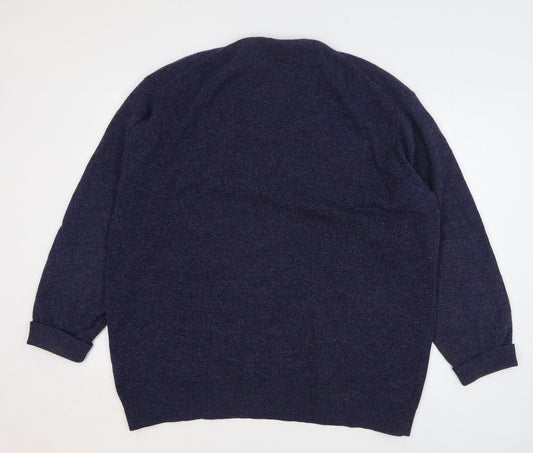 Marks and Spencer Mens Blue V-Neck Wool Pullover Jumper Size L