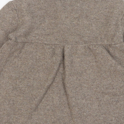 Zara Girls Beige Cotton Jumper Dress Size 24 Months Round Neck Button - Stars
