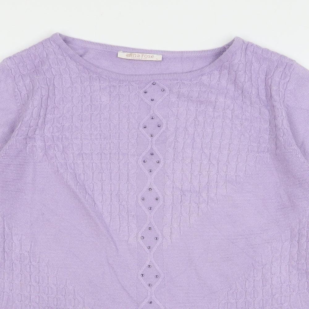 Womens UK Size L Anna Rose Purple Pullover Jumper