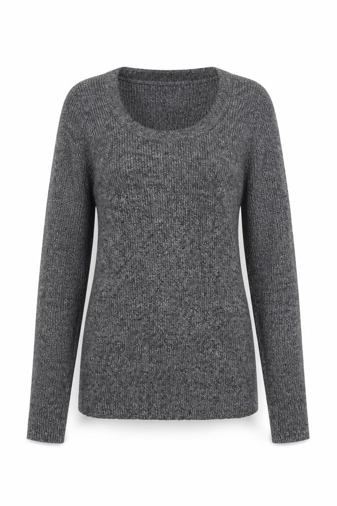 Warehouse Womens Grey Scoop Neck Viscose Pullover Jumper Size 6