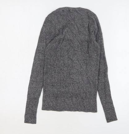 Warehouse Womens Grey Scoop Neck Viscose Pullover Jumper Size 6