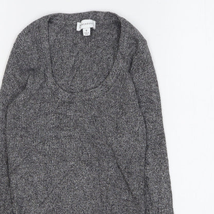 Warehouse Womens Grey Scoop Neck Viscose Pullover Jumper Size 6