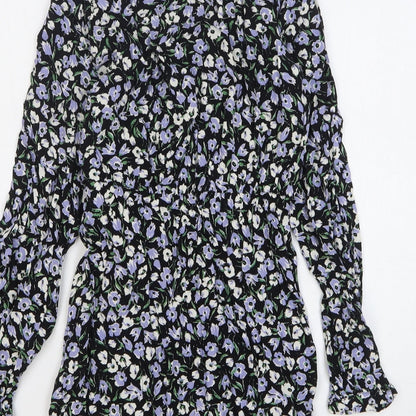 MNG Womens Multicoloured Floral Viscose A-Line Size 6 Collared Button