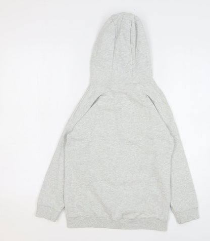 NEXT Girls Grey Cotton Pullover Hoodie Size 7 Years Pullover - New York