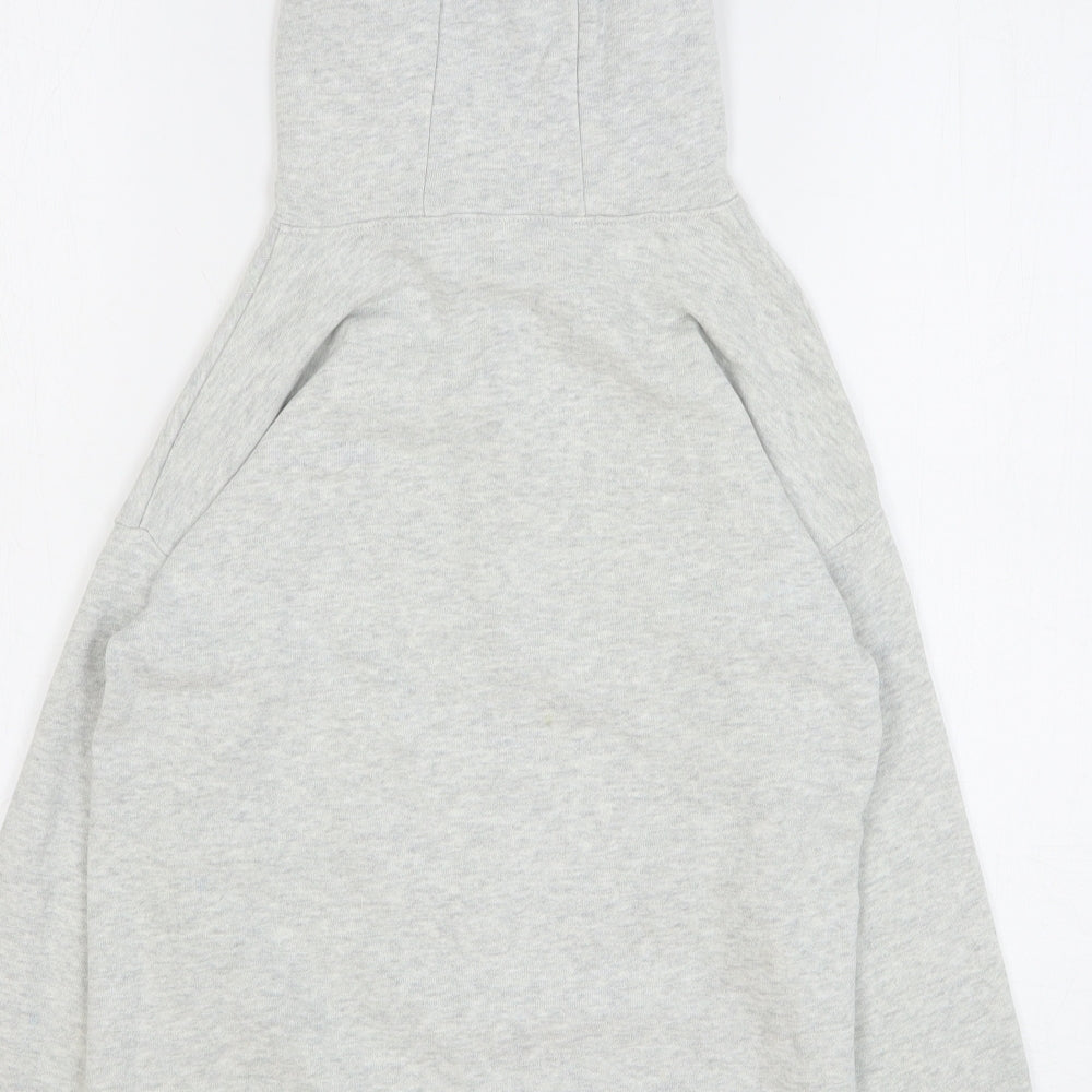 NEXT Girls Grey Cotton Pullover Hoodie Size 7 Years Pullover - New York