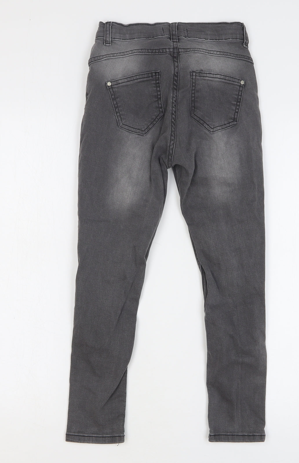 Select Girls Grey Cotton Skinny Jeans Size 9 Months Regular Button - Distressed