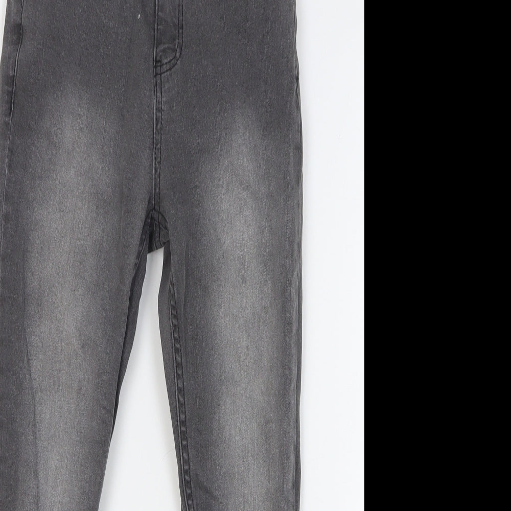 Select Girls Grey Cotton Skinny Jeans Size 9 Months Regular Button - Distressed