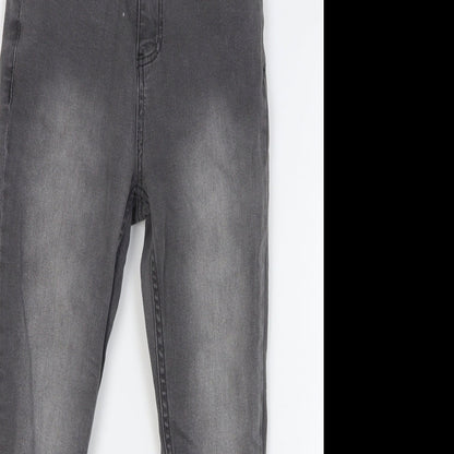 Select Girls Grey Cotton Skinny Jeans Size 9 Months Regular Button - Distressed