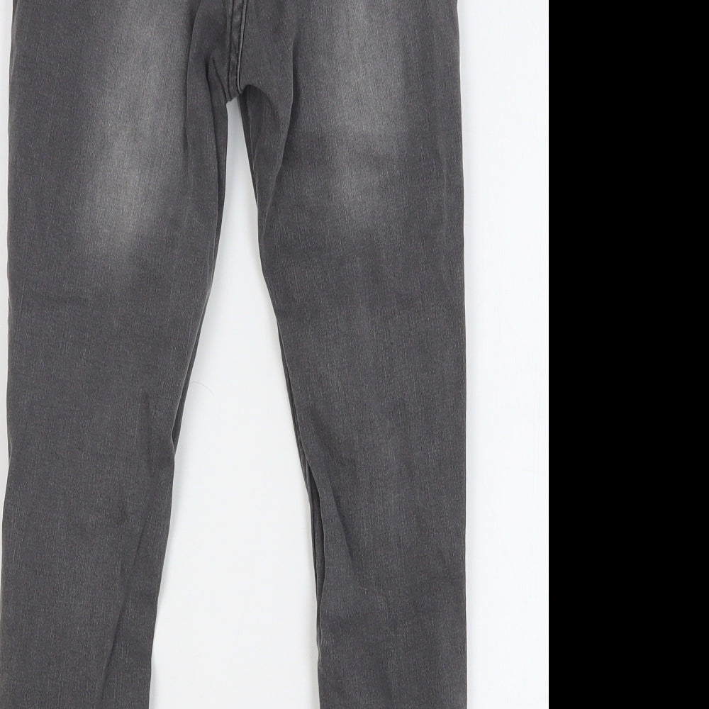 Select Girls Grey Cotton Skinny Jeans Size 9 Months Regular Button - Distressed