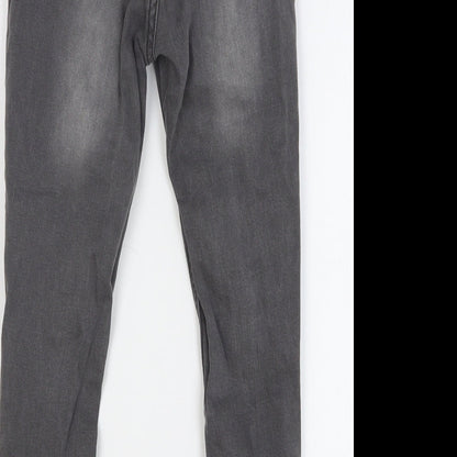 Select Girls Grey Cotton Skinny Jeans Size 9 Months Regular Button - Distressed