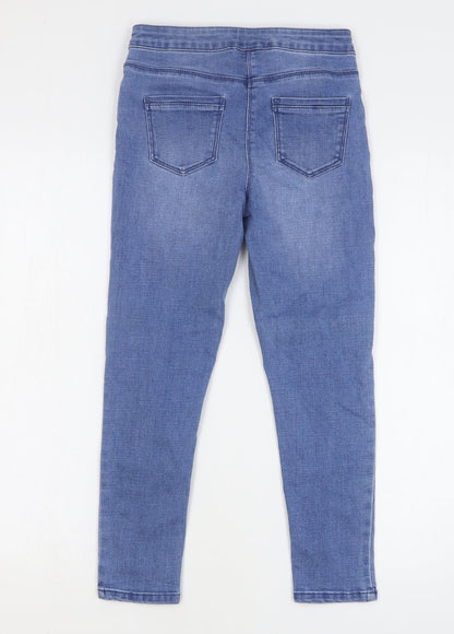 Matalan Girls Blue Cotton Skinny Jeans Size 9 Months Regular Button
