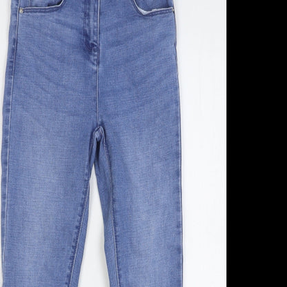 Matalan Girls Blue Cotton Skinny Jeans Size 9 Months Regular Button