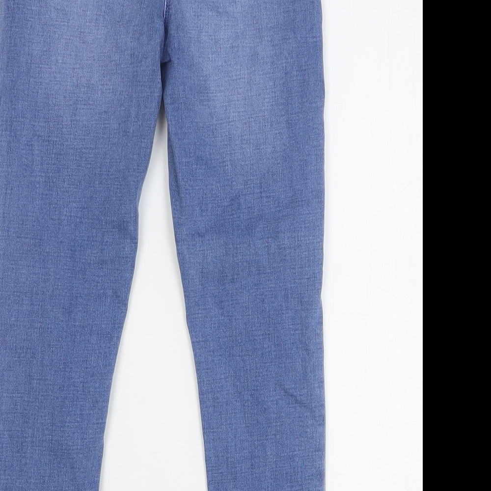Matalan Girls Blue Cotton Skinny Jeans Size 9 Months Regular Button