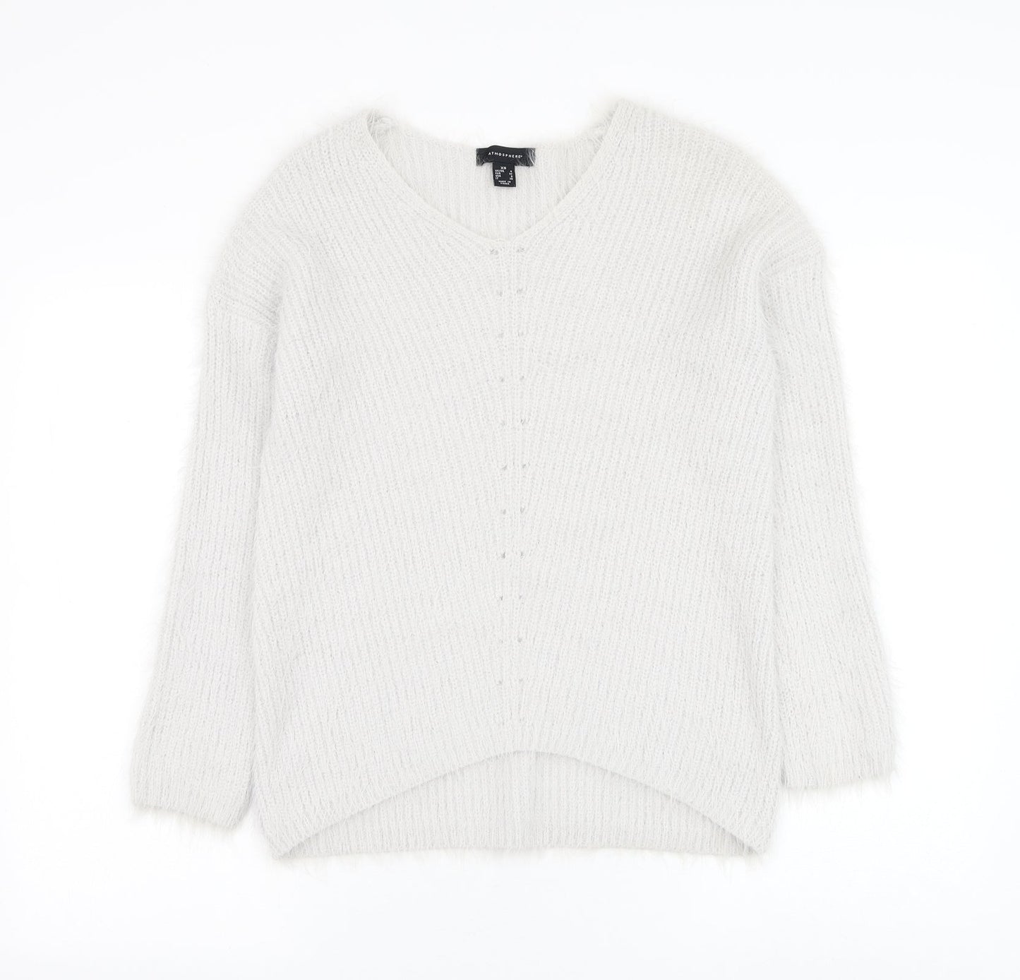 Primark Womens Grey V-Neck Nylon Pullover Jumper Size 4