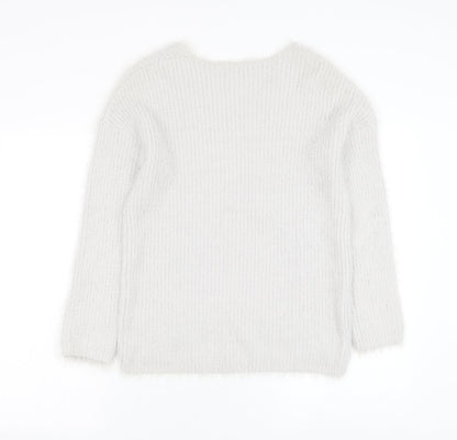 Primark Womens Grey V-Neck Nylon Pullover Jumper Size 4