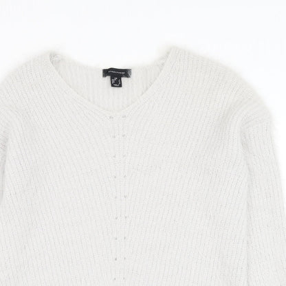 Primark Womens Grey V-Neck Nylon Pullover Jumper Size 4