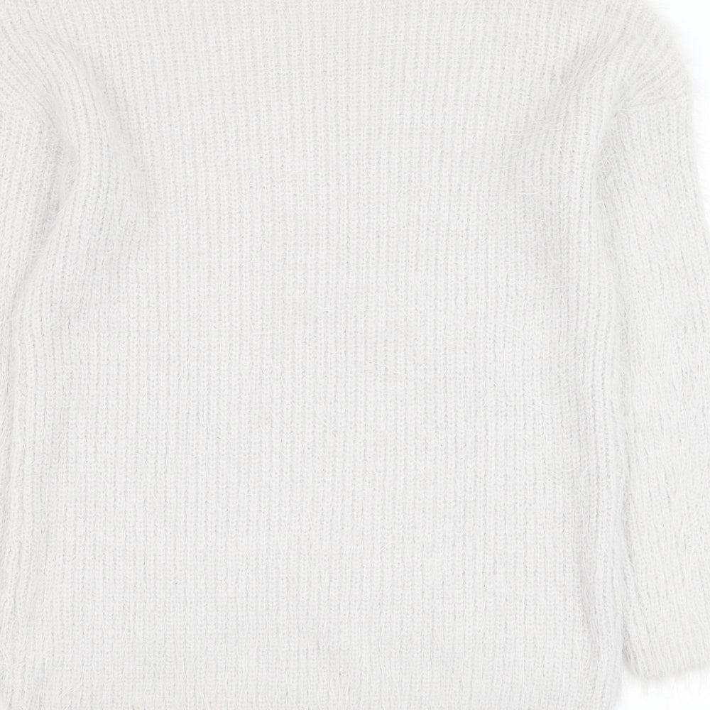 Primark Womens Grey V-Neck Nylon Pullover Jumper Size 4