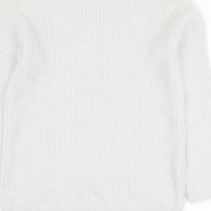 Primark Womens Grey V-Neck Nylon Pullover Jumper Size 4