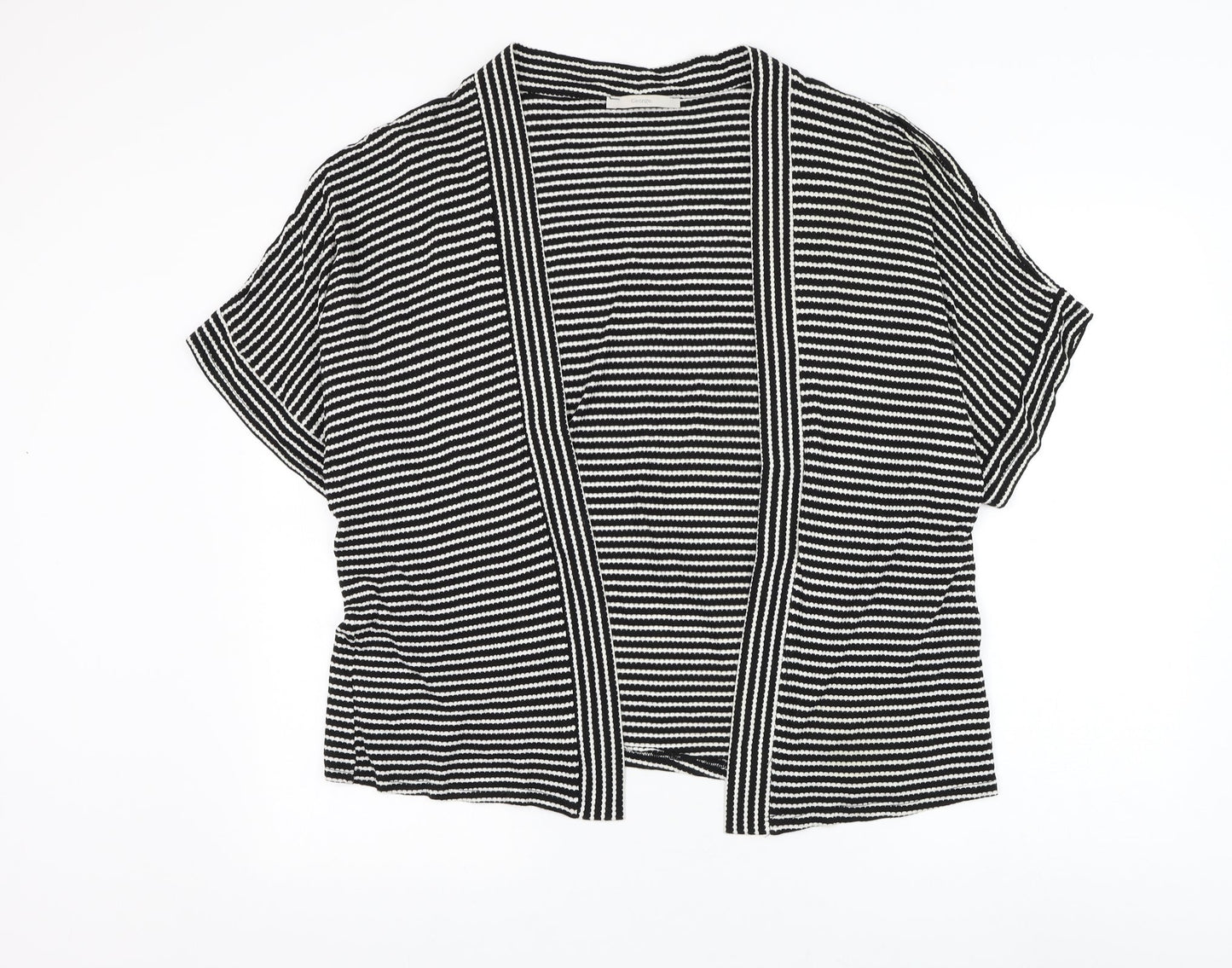 George Womens Black Square Neck Striped Viscose Cardigan Jumper Size 14