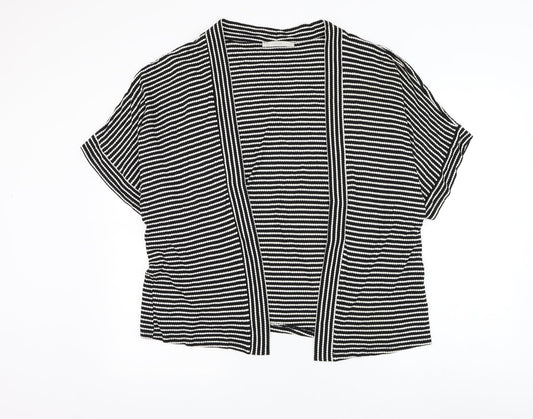 George Womens Black Square Neck Striped Viscose Cardigan Jumper Size 14