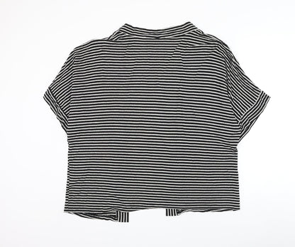 George Womens Black Square Neck Striped Viscose Cardigan Jumper Size 14