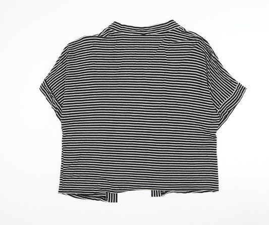 George Womens Black Square Neck Striped Viscose Cardigan Jumper Size 14