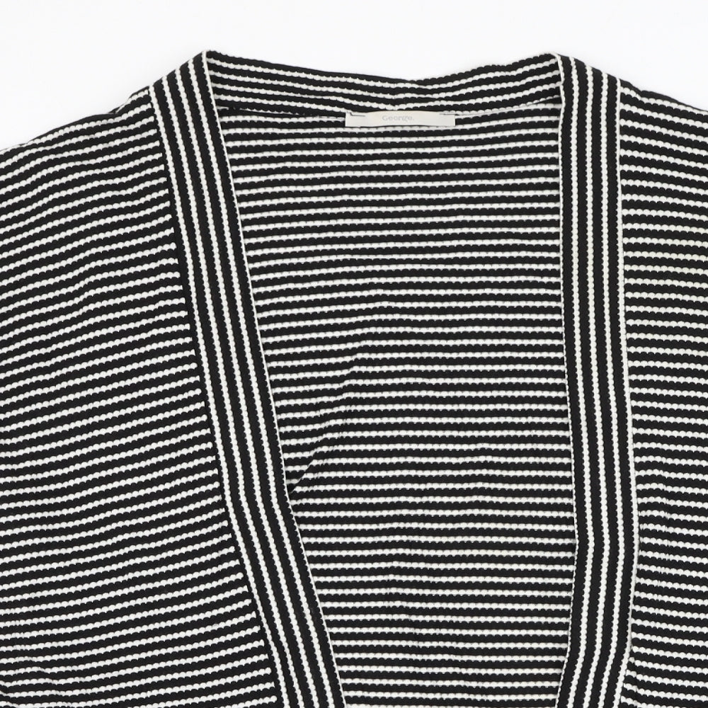 George Womens Black Square Neck Striped Viscose Cardigan Jumper Size 14