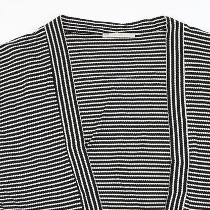 George Womens Black Square Neck Striped Viscose Cardigan Jumper Size 14
