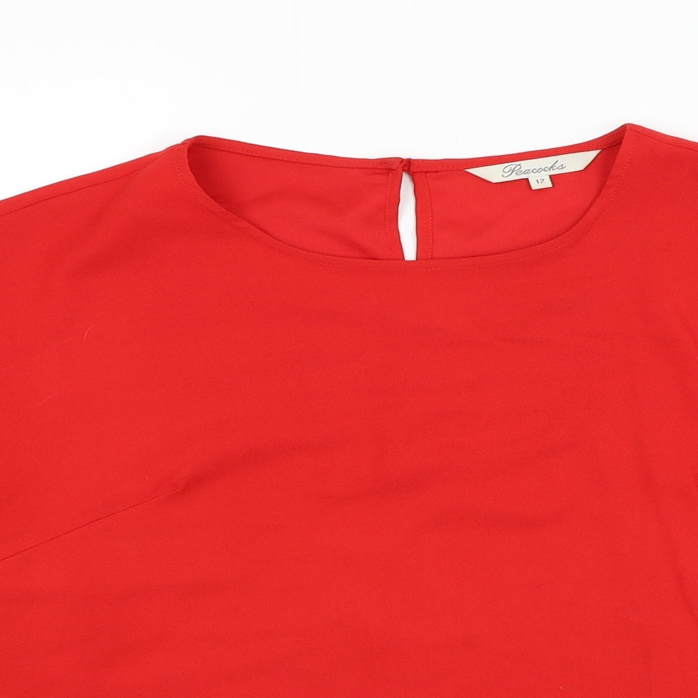Womens UK Size 12 Peacocks Red Basic Blouse