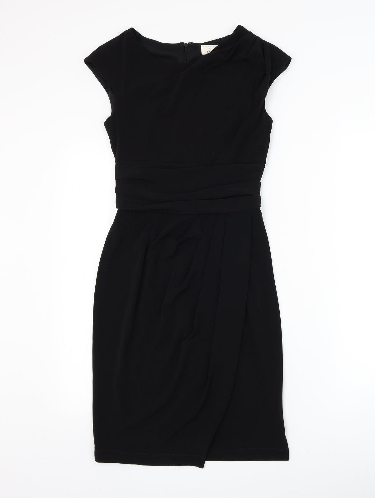 Linea Womens Black Polyester Bodycon Size 8 Round Neck Zip