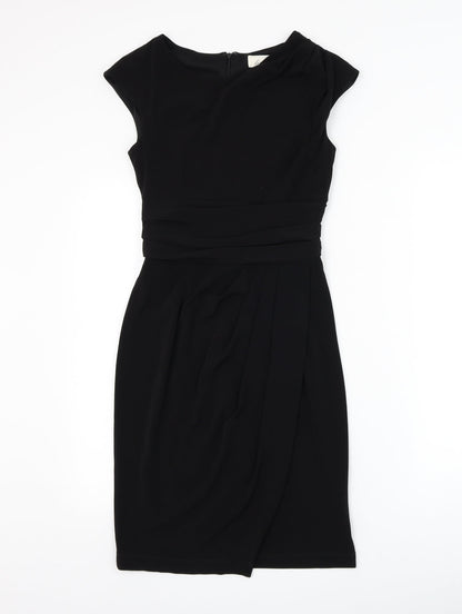 Linea Womens Black Polyester Bodycon Size 8 Round Neck Zip