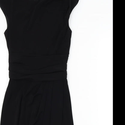 Linea Womens Black Polyester Bodycon Size 8 Round Neck Zip