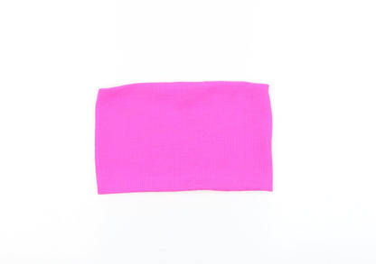 Miss Selfridge Womens Pink Polyester Cropped Tank Size M Off the Shoulder