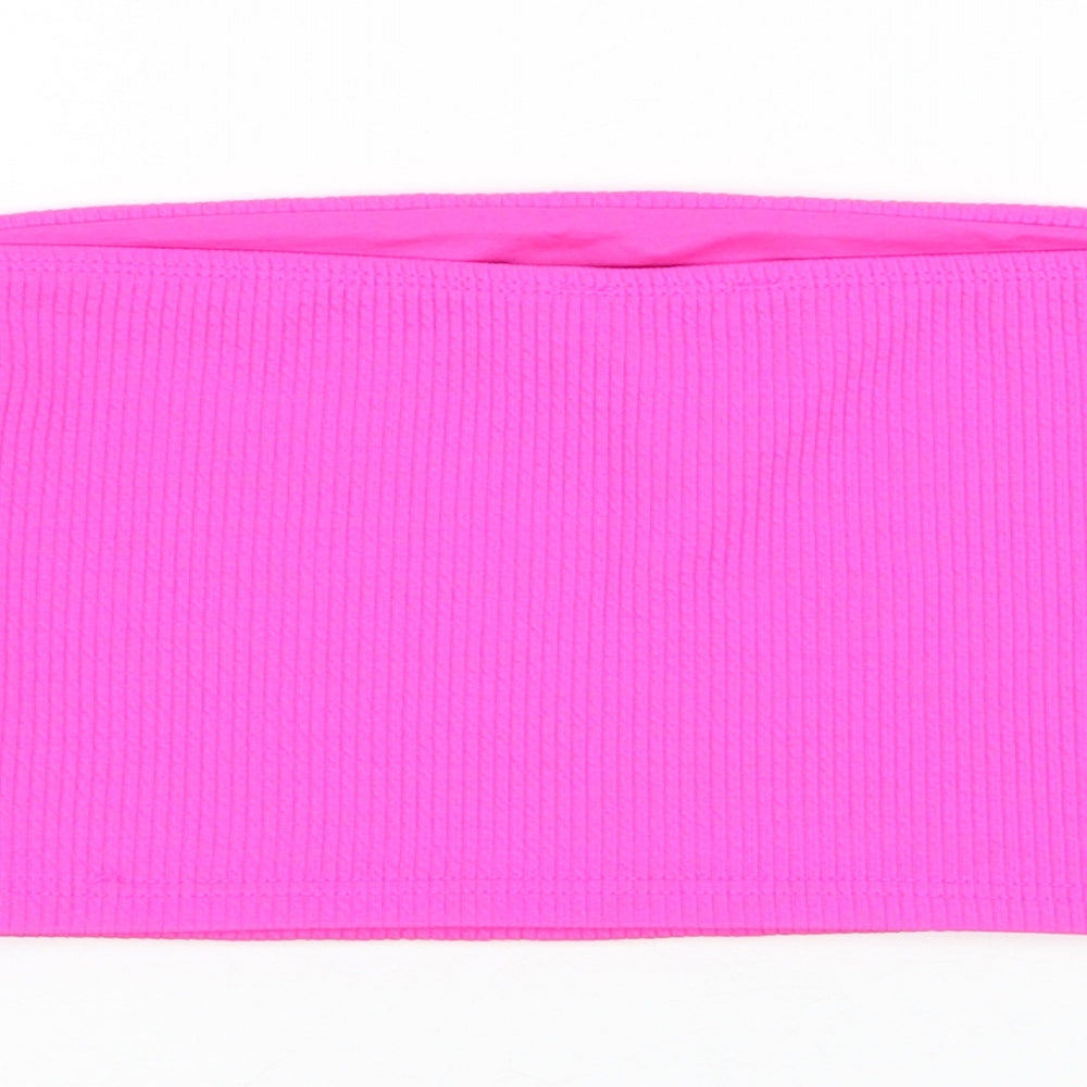 Miss Selfridge Womens Pink Polyester Cropped Tank Size M Off the Shoulder