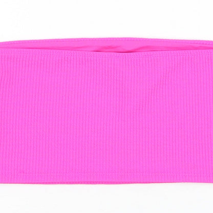 Miss Selfridge Womens Pink Polyester Cropped Tank Size M Off the Shoulder