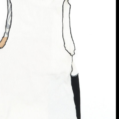 SheIn Womens Multicoloured Animal Print Cotton Basic Tank Size S Round Neck - Lettuce Hem